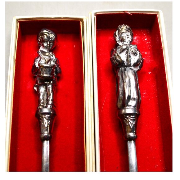 Reed & Barton Christmas Spoons Set of 8 Vintage Figurine Handles Boxed NOS 1980s - Picture 3 of 9